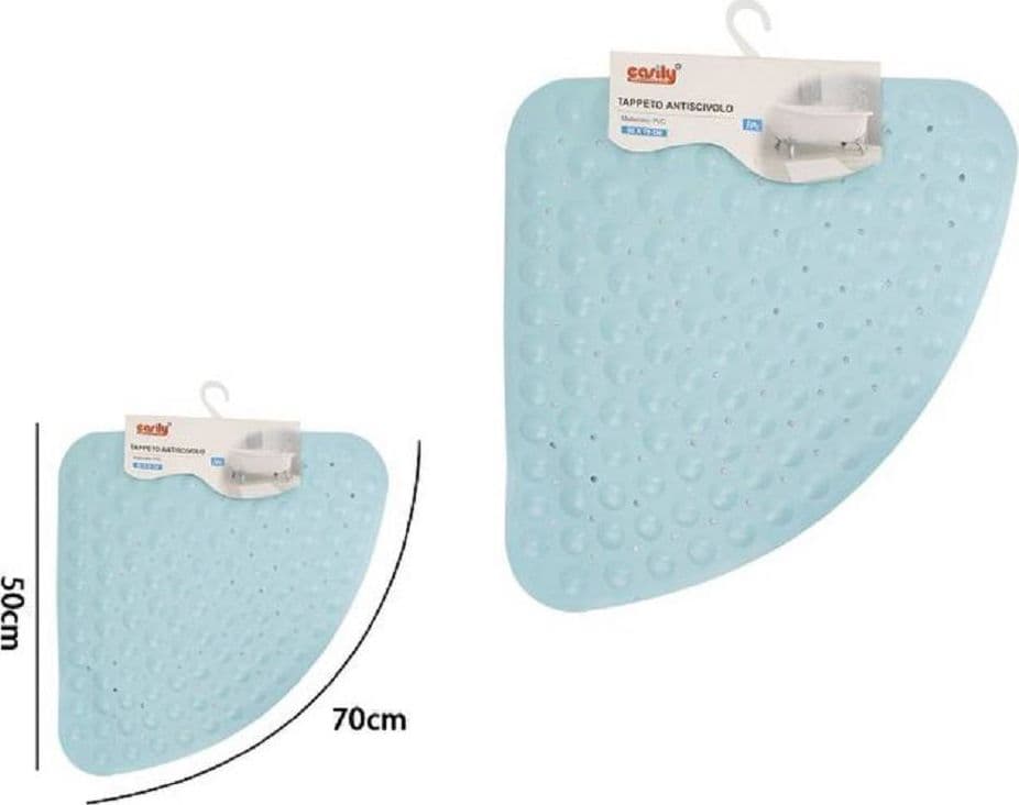 TAPPETO PVC ANTISCIVOLO TRIANGOLARE AZZURRO PER VASCA BAGNO DOCCIA 50X70CM 79736 - 2