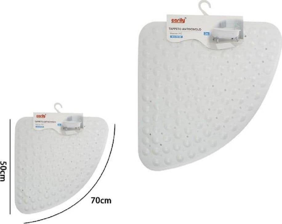 TAPPETO IN PVC ANTISCIVOLO TRIANGOLARE BIANCO VASCA BAGNO DOCCIA 50 X 70CM 79732 - 2