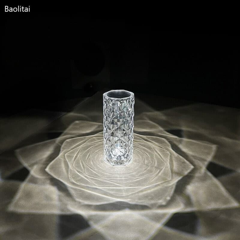 LAMPADA CRISTALLO TOUCH DA TAVOLO A BATTERIE RICARICABILE USB EFFETTO LUCE FIORI - 2