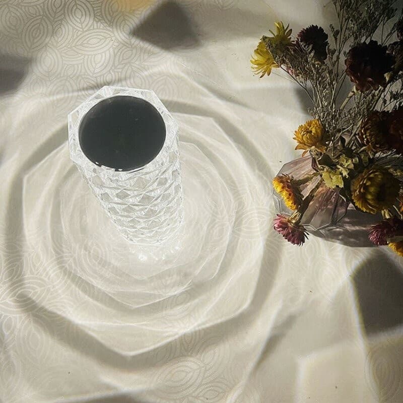 LAMPADA CRISTALLO TOUCH DA TAVOLO A BATTERIE RICARICABILE USB EFFETTO LUCE FIORI - 5
