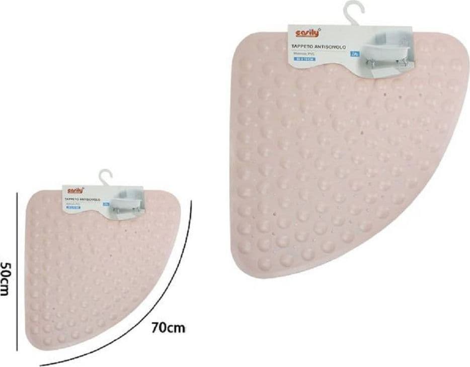 TAPPETO IN PVC ANTISCIVOLO TRIANGOLARE ROSA PER VASCA BAGNO DOCCIA 50X70CM 79733 - 2