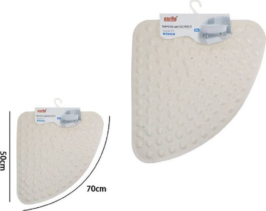 TAPPETO PVC ANTISCIVOLO TRIANGOLARE BEIGE PER VASCA BAGNO DOCCIA 50X70 CM 79735 - 2