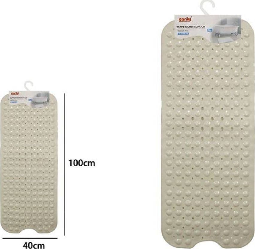 TAPPETINO PER VASCA ANTISCIVOLO 100 X 40 CM TAPPETO DOCCIA IN PVC 79741 BEIGE - 2