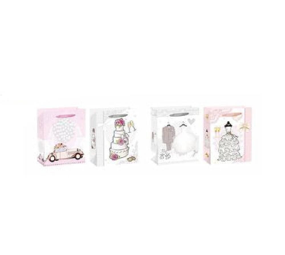 3PZ BUSTE BUSTA REGALO SACCHETTO 30X42X12CM MATRIMONI NOZZE 63978 VARIE FANTASIE - 2