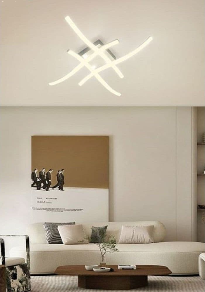 PLAFONIERA MODERNA LED SOFFITTO CON BRACCI A ONDA LUCE FREDDA NATURALE CALDA C05 – Bianco Caldo – TrAdE Shop Traesio –