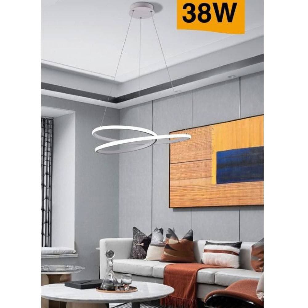 LAMPADARIO MODERNO A SOSPENSIONE LED STRISCIA CONTINUA 38W LUCE 6500K 4000K B62-B - 5