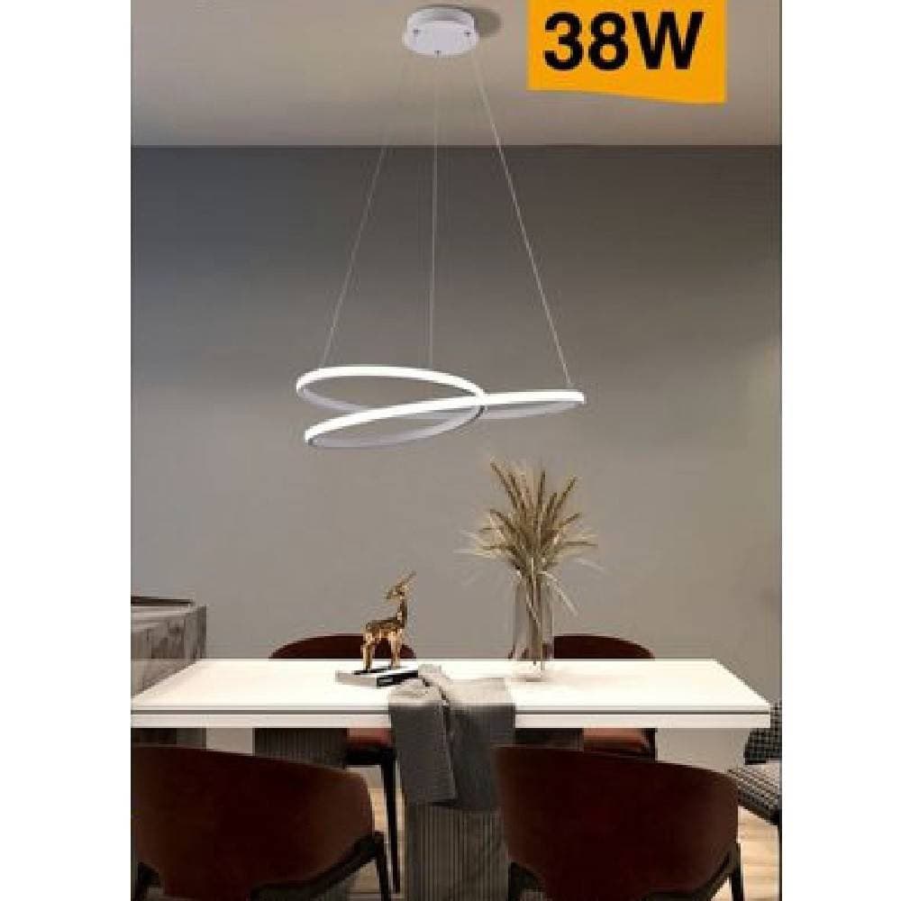 LAMPADARIO MODERNO A SOSPENSIONE LED STRISCIA CONTINUA 38W LUCE 6500K 4000K B62-B - 6