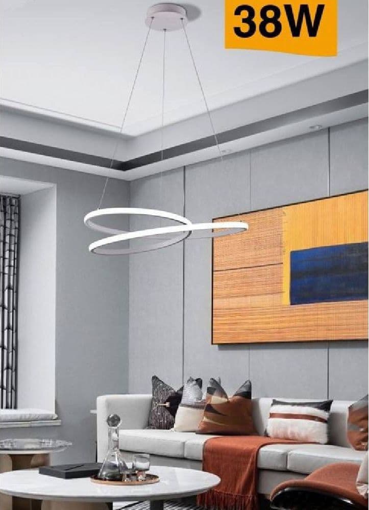 LAMPADARIO MODERNO A SOSPENSIONE LED STRISCIA CONTINUA 38W LUCE 6500K 4000K B62-B - 2