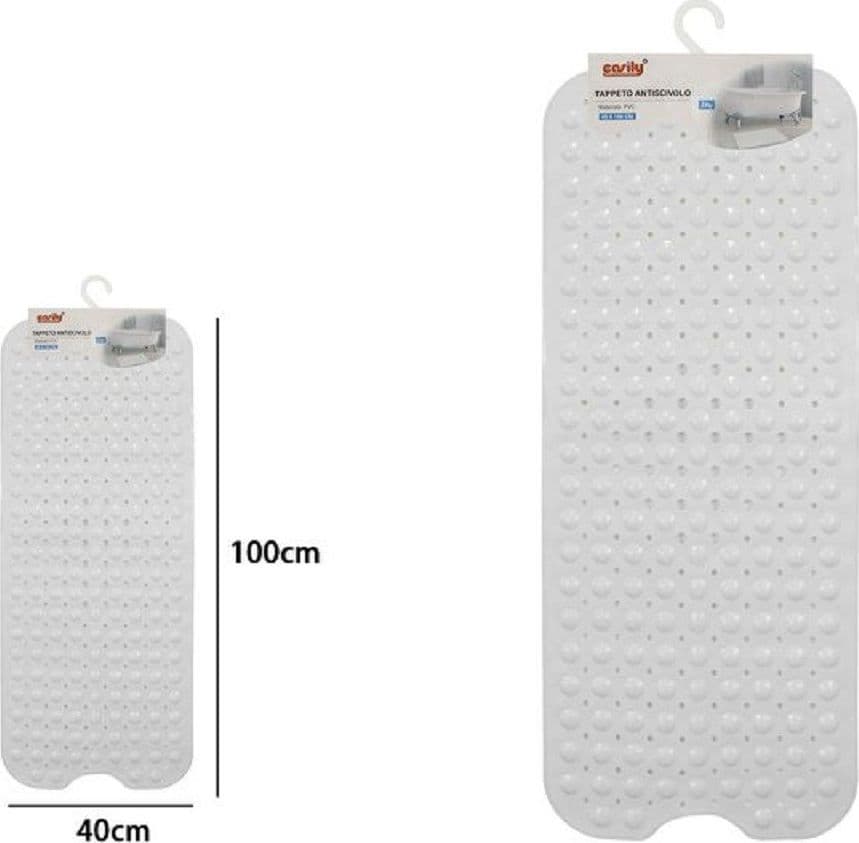 TAPPETINO PER VASCA ANTISCIVOLO 100 X 40 CM TAPPETO DOCCIA IN PVC 79738 BIANCA - 2