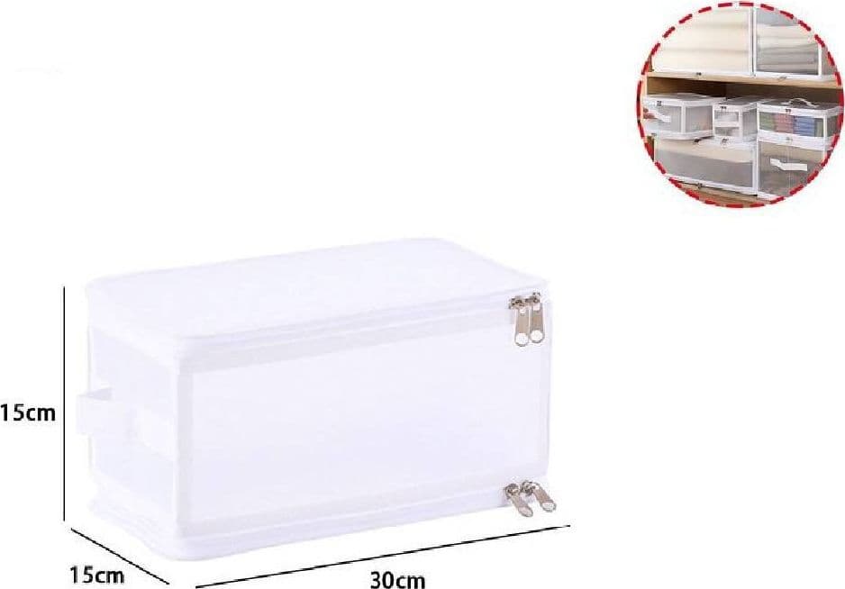 BOX SCATOLA SALVASPAZIO PORTATUTTO CONTENITORE ORGANIZER ARMADI 30X15X15CM 59970 - 2
