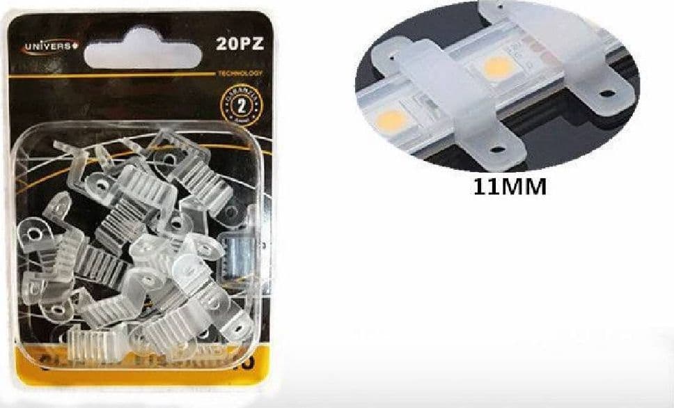 CLIP DI FISSAGGIO DA 11 MM IN SILICONE STRISCE A LED CONFEZIONE DA 20 PZ U-11MM - 2