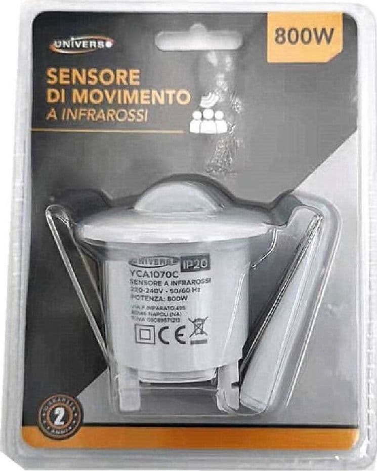 SENSORE DI MOVIMENTO A INFRAROSSI INCASSO LAMPADINE 800W IP20 SOFFITTO YCA1070C