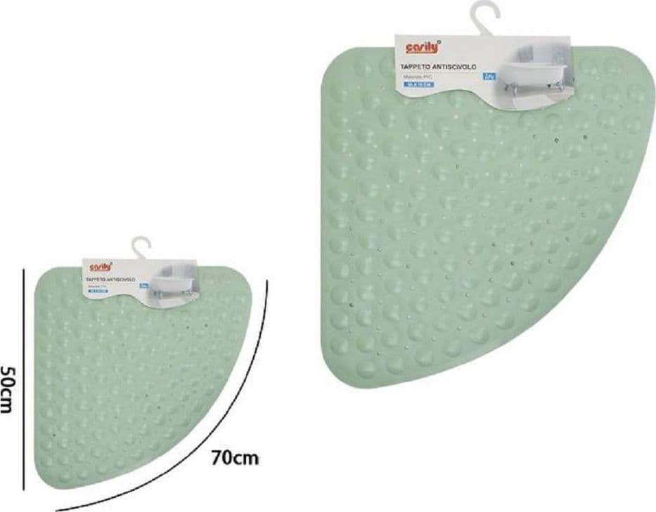 TAPPETO PVC ANTISCIVOLO TRIANGOLARE VERDE PER VASCA BAGNO DOCCIA 50 X 70CM 79734 - 2