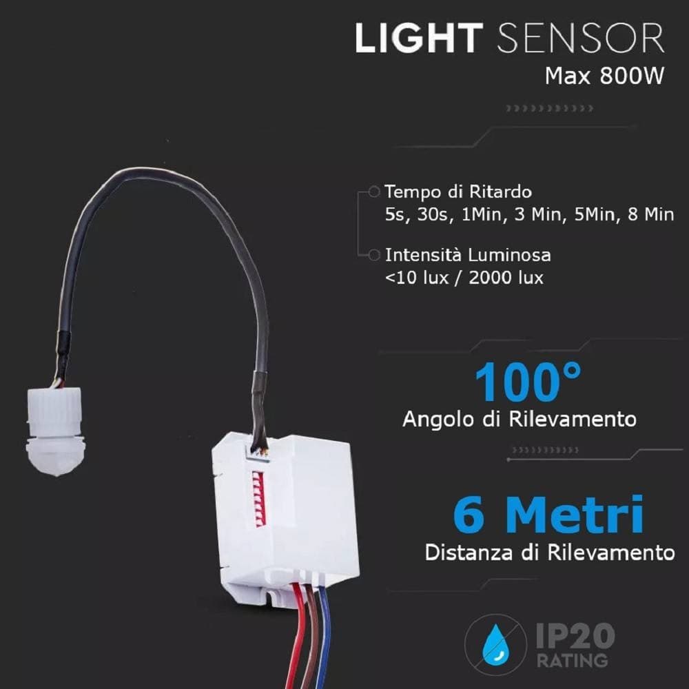 SENSORE DI MOVIMENTO A INFRAROSSI BIANCO PER LAMPADE LED MAX 800 W IP20 YCB1050 - 6