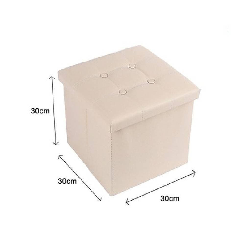 POUFF PUFF POUF CONTENITORE IMBOTTITO PORTAOGGETTI SEDUTA BEIGE 30X30X30CM 79428 - 2
