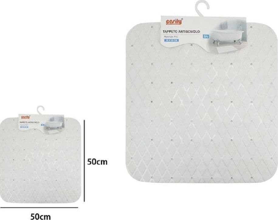 TAPPETO TAPPETINO IN PVC ANTISCIVOLO PER VASCA BAGNO DOCCIA 50X50CM 79726 BIANCO - 2