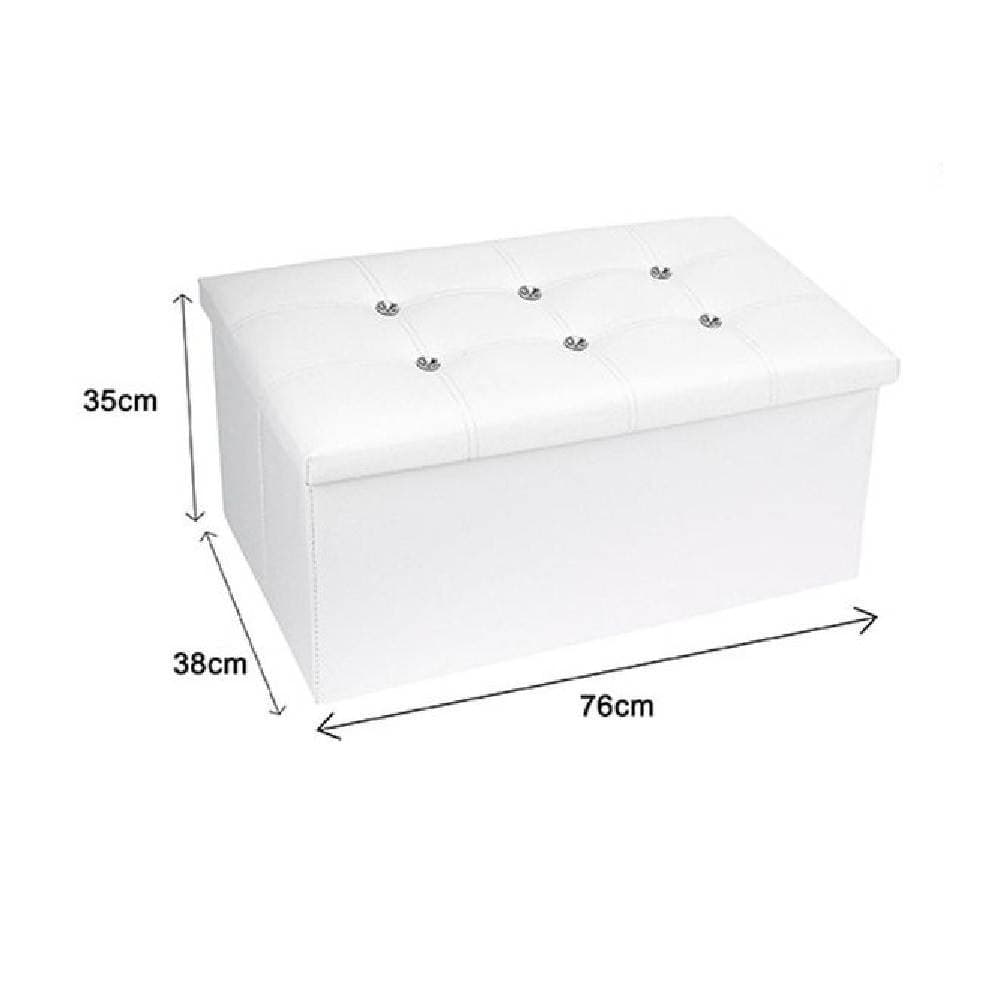 POUFF PUFF POUF CONTENITORE IMBOTTITO PORTAOGGETTI SEDUTA BIANCO 79438 76X38X35CM - 2