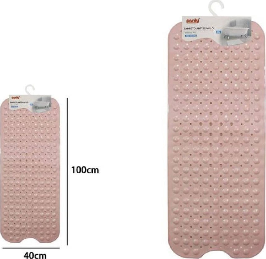 TAPPETINO PER VASCA ANTISCIVOLO 100 X 40 CM TAPPETO DOCCIA IN PVC 79739 ROSA - 2