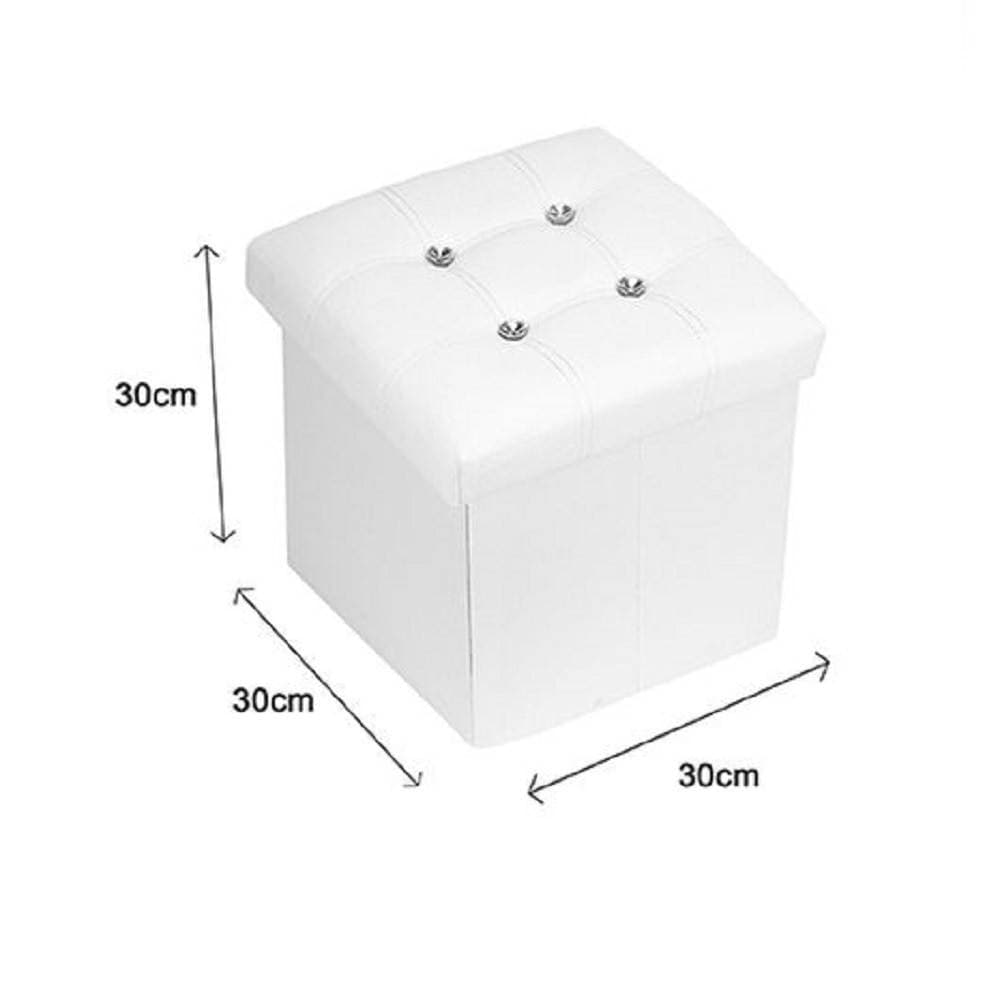 POUFF PUFF POUF CONTENITORE IMBOTTITO PORTAOGGETTI SEDUTA BIANCO 79434 30X30X30CM - 2