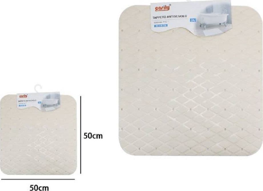 TAPPETO TAPPETINO IN PVC ANTISCIVOLO PER VASCA BAGNO DOCCIA 50X50 CM 79729 BEIGE - 2