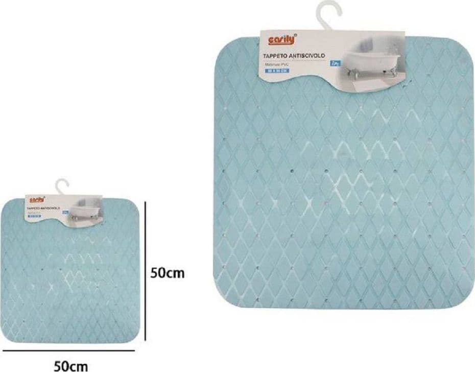 TAPPETO TAPPETINO IN PVC ANTISCIVOLO PER VASCA BAGNO DOCCIA 50X50CM 79730 AZZURRO - 2