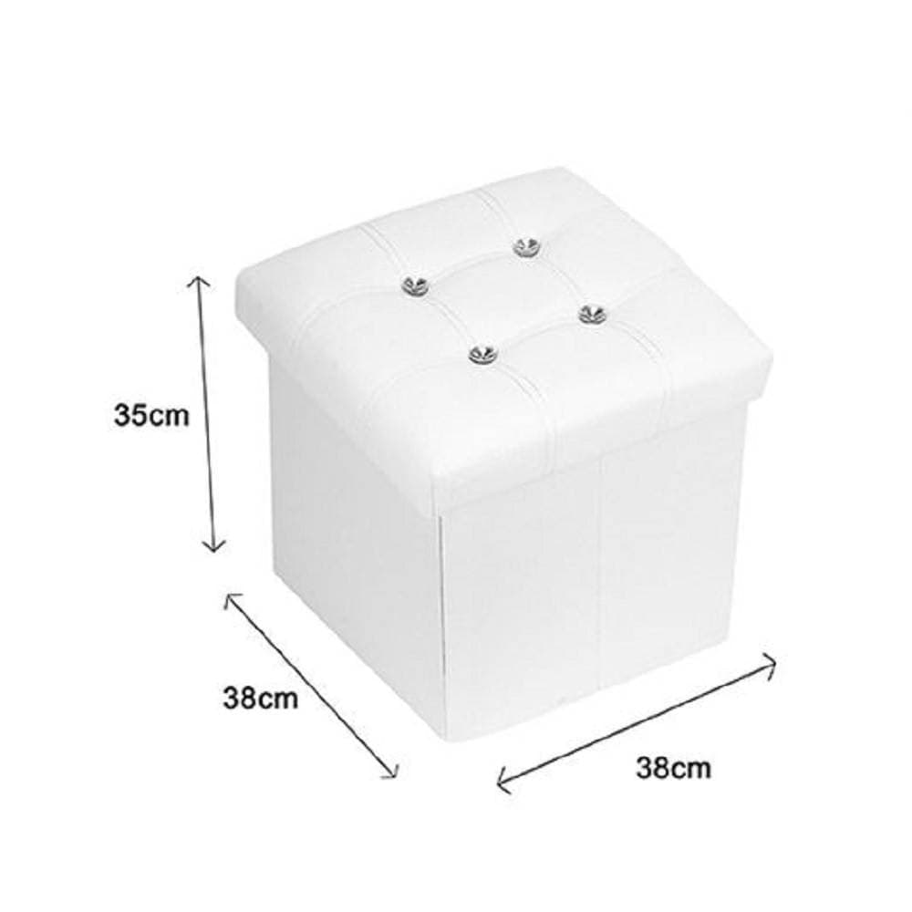 POUFF PUFF POUF CONTENITORE IMBOTTITO PORTAOGGETTI SEDUTA BIANCO 79436 38X38X35CM - 2