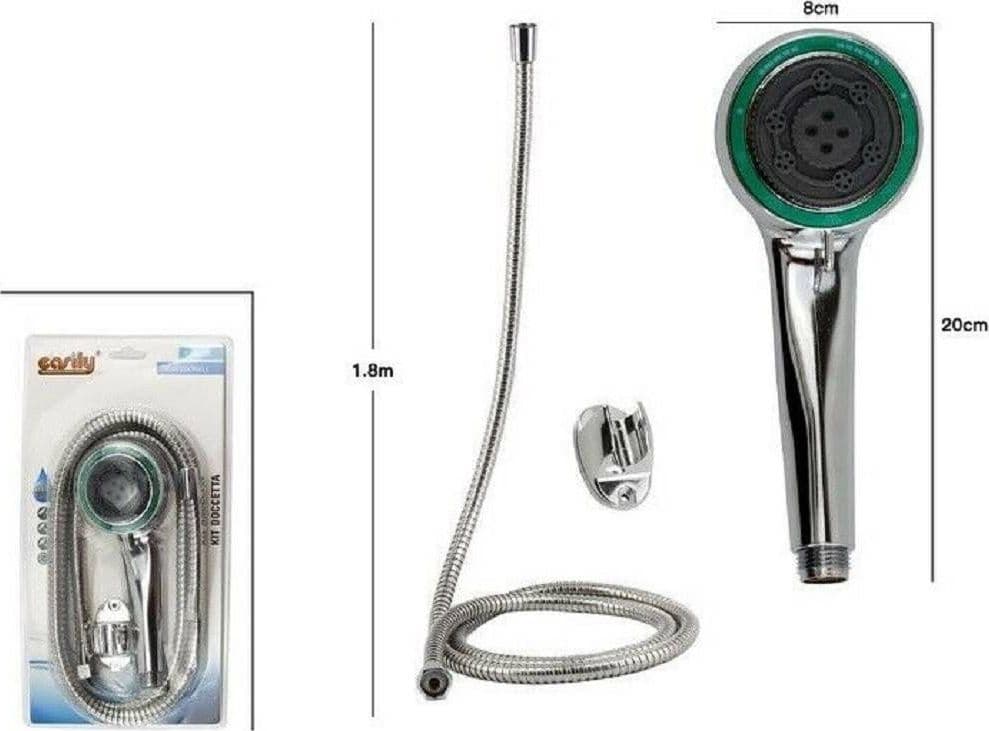 KIT DOCCETTA DOCCINO SOFFIONE DOCCIA BAGNO TONDO CON LACCIO 1,8MT STAFFA 69112 - 2
