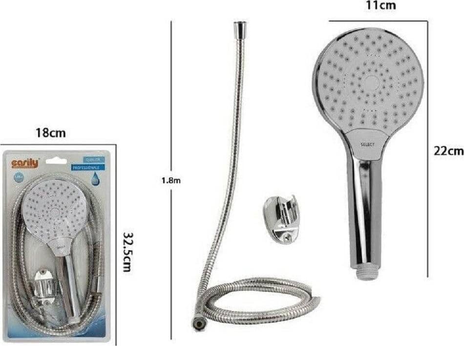 KIT DOCCETTA 69330 DOCCINO SOFFIONE BAGNO DOCCIA TASTO SELECT LACCIO 1,8MT STAFFA - 2