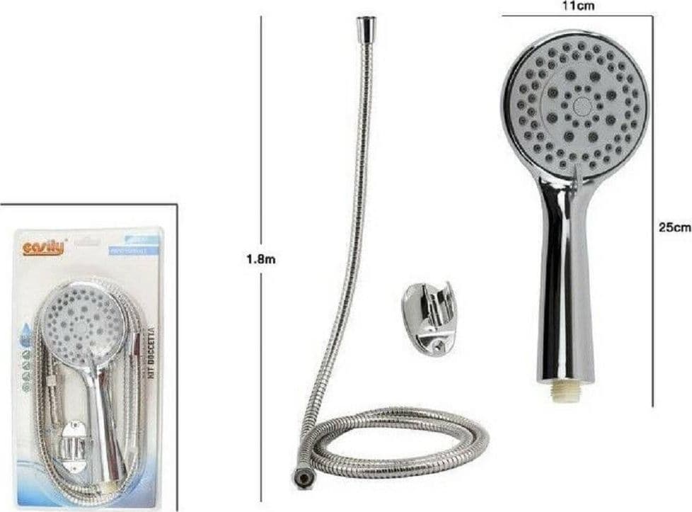 KIT BAGNO DOCCETTA DOCCINO SOFFIONE DOCCIA TONDO CON LACCIO 1,8 MT STAFFA 69069 - 2