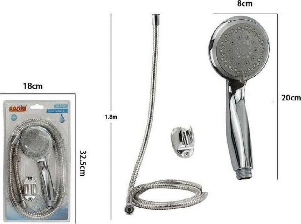 KIT DOCCETTA DOCCINO SOFFIONE BAGNO DOCCIA TONDO LACCIO 1,8 METRI STAFFA 69344 - 2