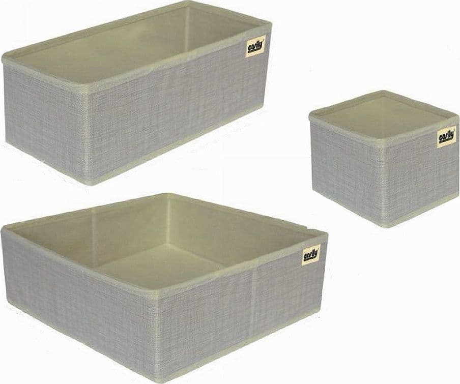SET 3 PEZZI CONTENITORE SCATOLA ORGANIZER SALVASPAZIO PER CASSETTI ARMADI 59456 - 5