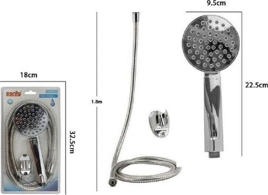 KIT DOCCETTA DOCCINO SOFFIONE BAGNO DOCCIA TONDO CON LACCIO 1,8 MT STAFFA 69320 - 2