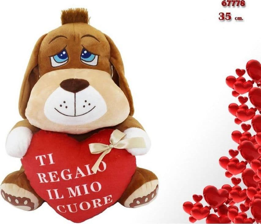 CANE PELUCHE 35CM CON CUORE SCRITTA "TI REGALO IL MIO CUORE" SAN VALENTINO 67778 - 2