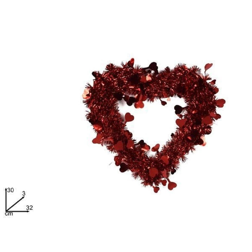 GHIRLANDA A FORMA DI CUORE ROSSO CON CUORICINI DECORAZIONE SAN VALENTINO M18-50 - 2