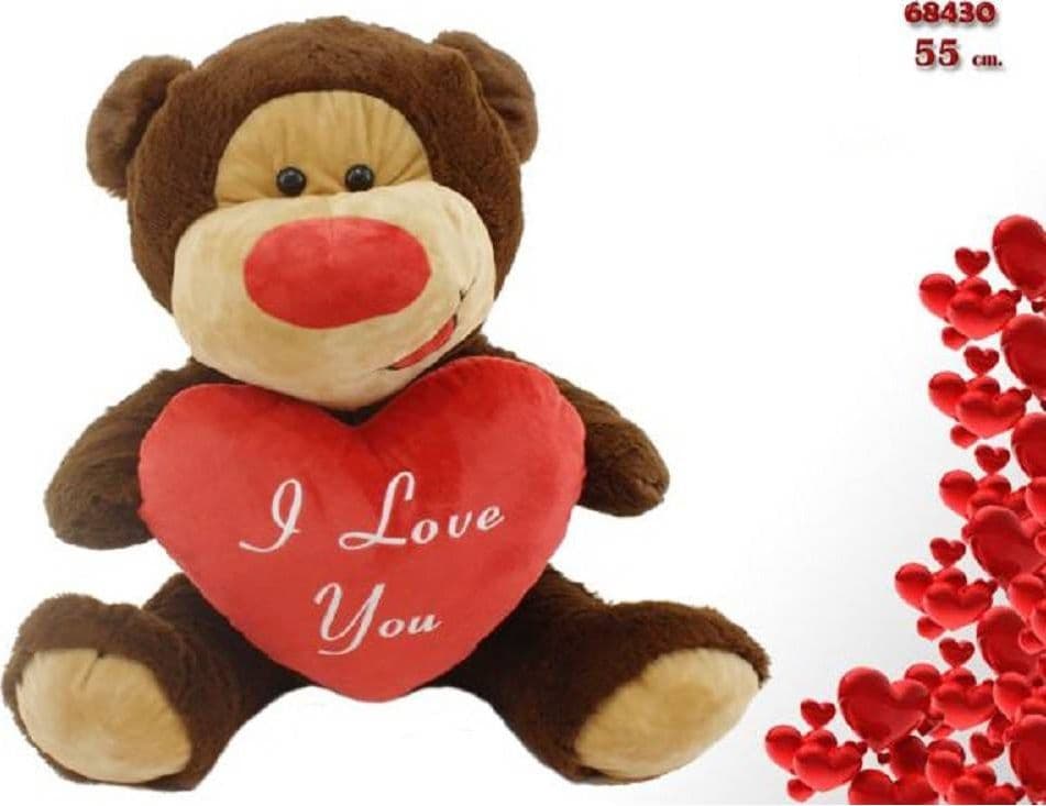 ORSO IN PELUCHE CON CUORE ROSSO "I LOVE YOU" 55 CM PUPAZZO SAN VALENTINO 68430 - 2
