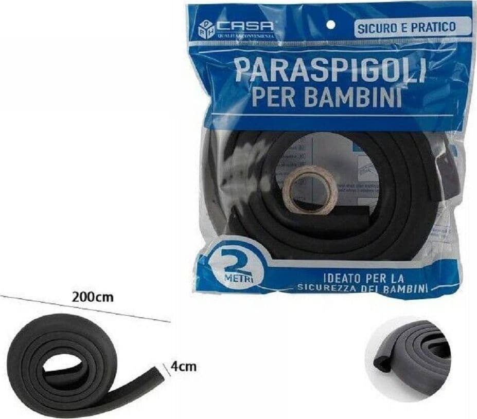 PARASPIGOLI SICUREZZA BORDO TAVOLO COPRISPIGOLI BAMBINI NEONATI 2 MT NERO 69632 - 2