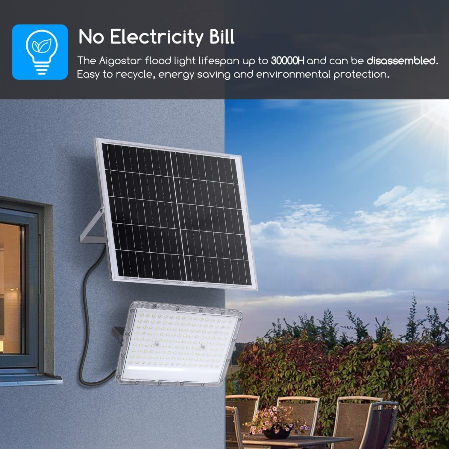 FARETTO FARO LED SOLARE 200 W TELECOMANDO IP65 LUCE BIANCO FREDDA 6500K FSO-200 - 6