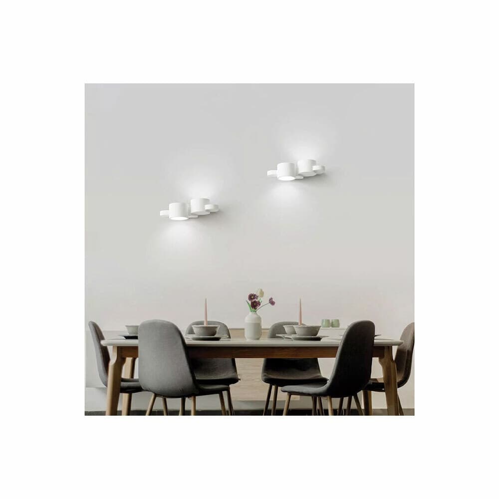 APPLIQUE IN GESSO PARETE BIANCO MODERNA LUCE UP&DOWN G9 CILINDRI SFALSATI GS-E77 - 4