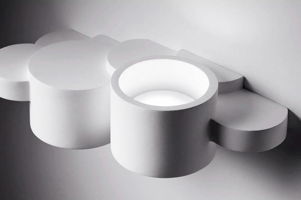 APPLIQUE IN GESSO PARETE BIANCO MODERNA LUCE UP&DOWN G9 CILINDRI SFALSATI GS-E77 - 5
