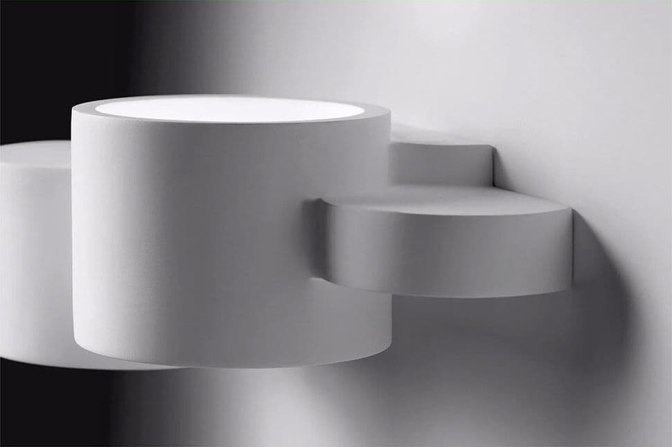 APPLIQUE IN GESSO PARETE BIANCO MODERNA LUCE UP&DOWN G9 CILINDRI SFALSATI GS-E77 - 6