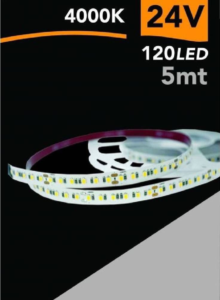 STRISCIA LED 2835 STRIP 5 MT 24V 120 LED SMD LUCE 3000K 4000K 6500K 2835-24V-5MM - 4