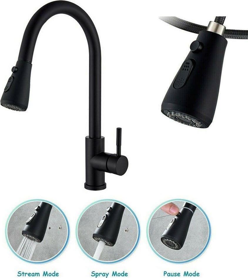 RUBINETTO MISCELATORE MONOCOMANDO CUCINA CON DOCCETTA ESTRAIBILE NERO 79571 - 3