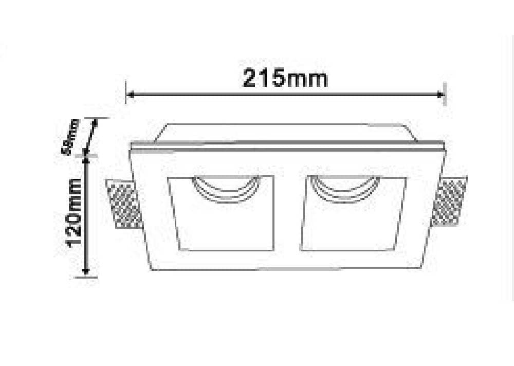 PORTAFARETTO IN GESSO DOPPIO QUADRATO INCASSO A SCOMPARSA PORTALAMPADA GU10 GS23 - 2