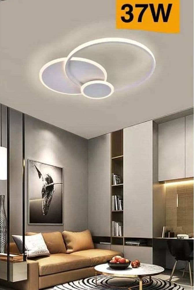 PLAFONIERA LED DESIGN MODERNO 3 CERCHI 37 WATT LUCE FREDDA NATURALE CALDA C32 - 6