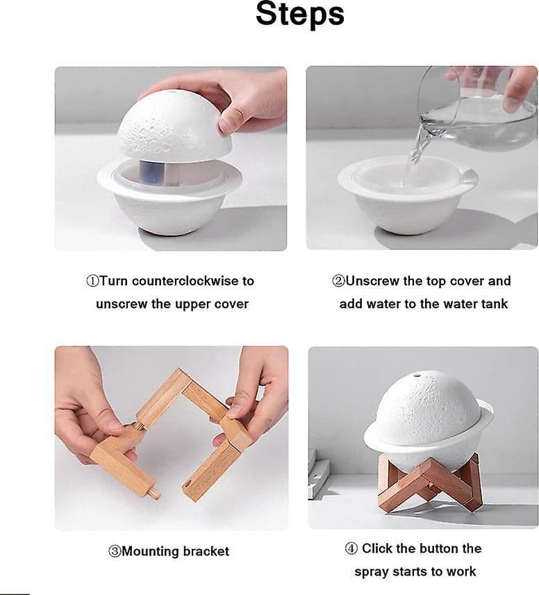 UMIDIFICATORE ULTRASUONI LAMPADA LUNA LUCE LED AROMATERAPIA DIFFUSORE PROIETTORE - 3