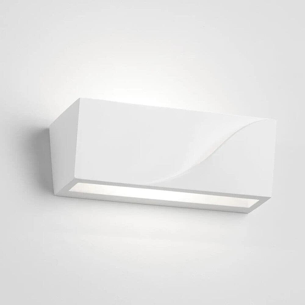 APPLIQUE IN GESSO RETTANGOLARE INTAGLIO DOPPIA LUCE LED ATTACCO G9 PARETE GS-E78 - 4