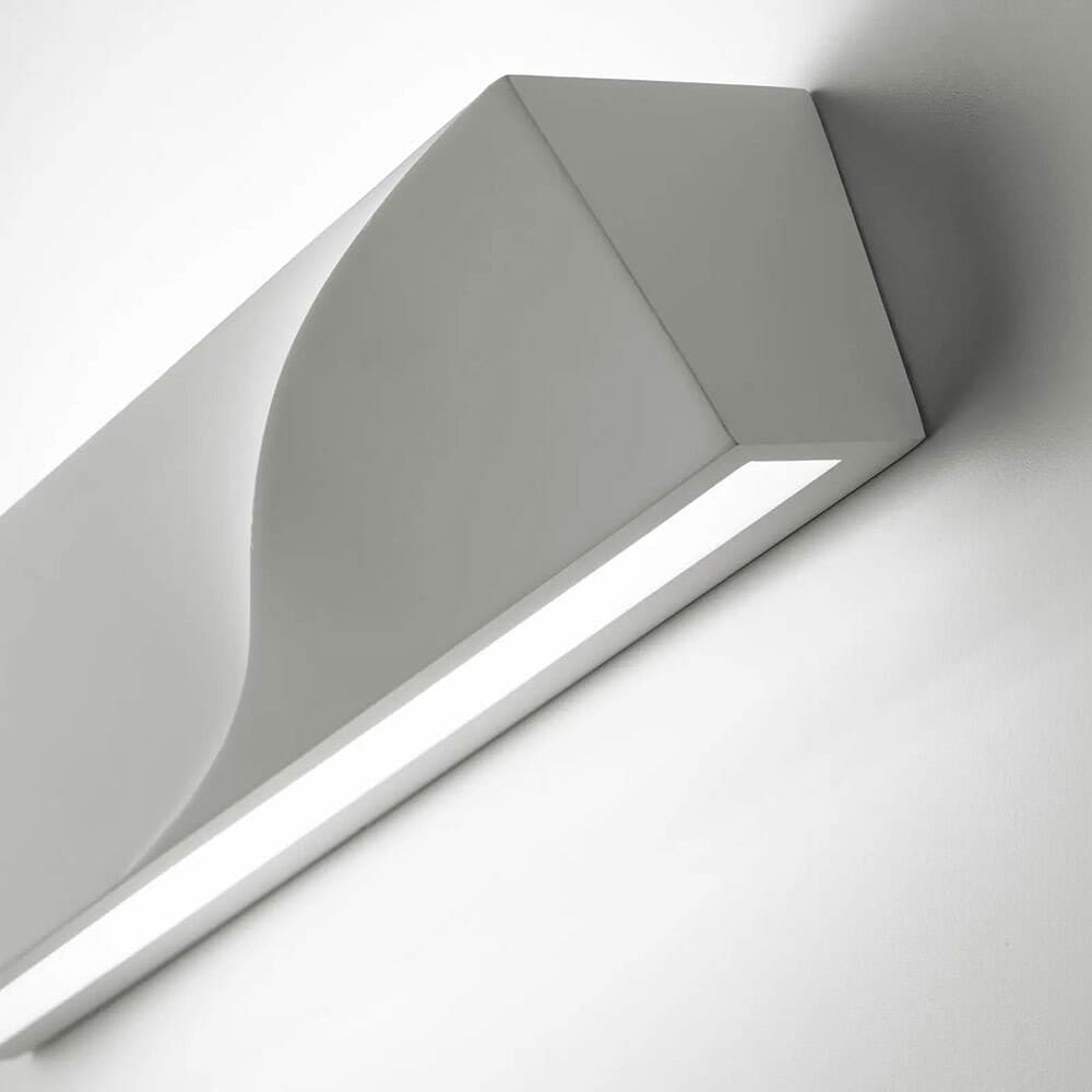 APPLIQUE IN GESSO RETTANGOLARE INTAGLIO DOPPIA LUCE LED ATTACCO G9 PARETE GS-E78 - 6