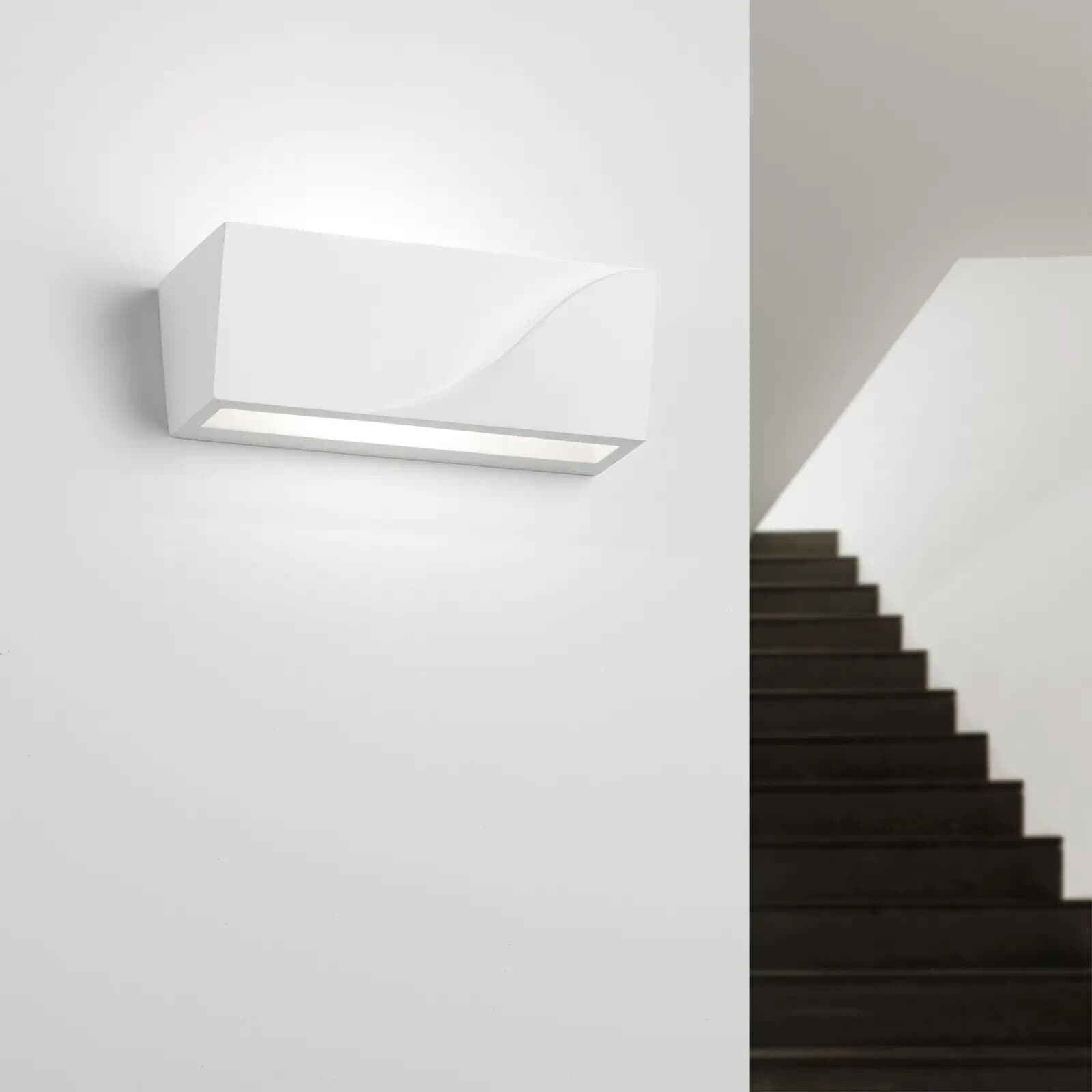 APPLIQUE IN GESSO RETTANGOLARE INTAGLIO DOPPIA LUCE LED ATTACCO G9 PARETE GS-E78 - 9