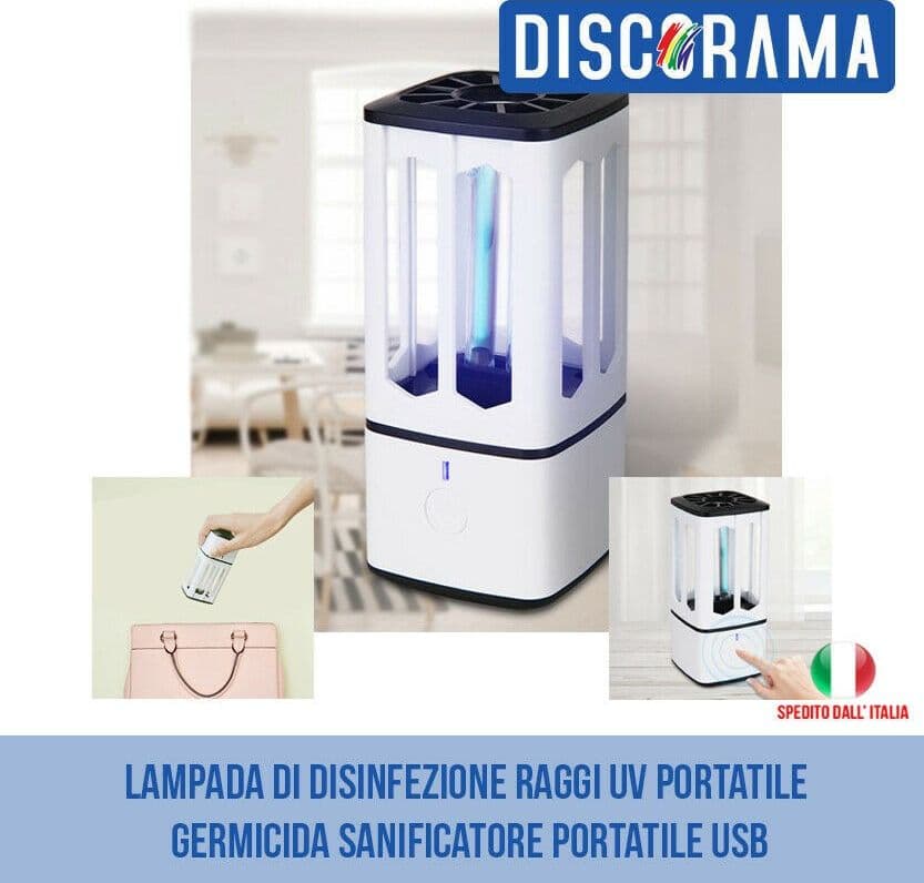 LAMPADA STERILIZZATRICE GERMICIDA CON RAGGI UV C UVC SANIFICATORE PORTATILE USB - 9