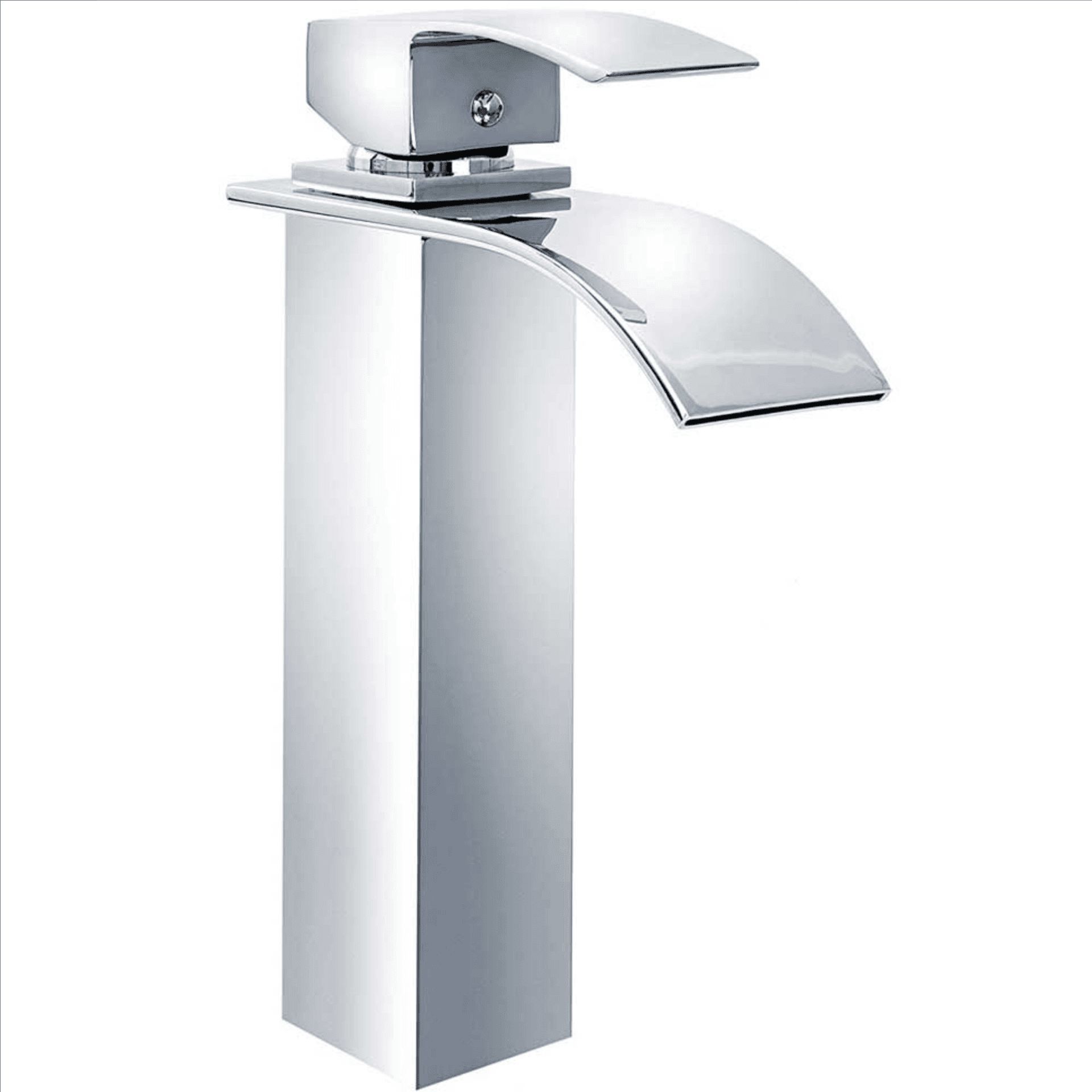 RUBINETTO ALTO DA BAGNO DESIGN MODERNO A CASCATA MISCELATORE MONOCOMANDO CROMATO - 2